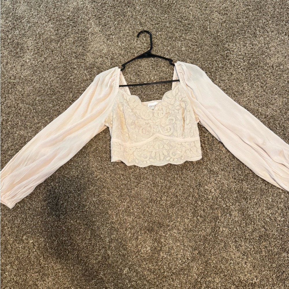 Shyanne Cream Lace Crop Top
